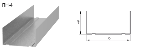 Профиль перегородочный направляющий 75х40х0,4